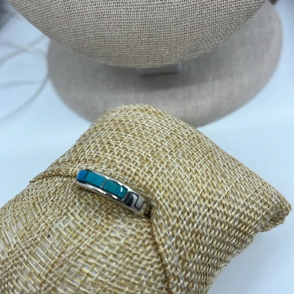 Authentic Southwest WJ Wilson Jim Navajo Sleeping Beauty Turquoise Size 6 Ring - Picture 4 of 12